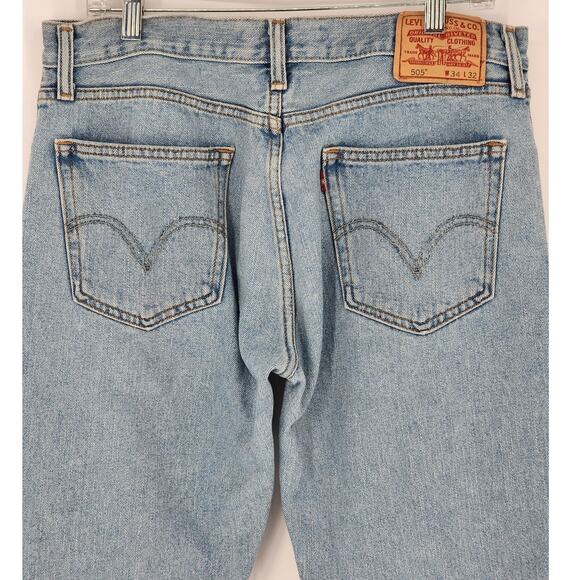 Levi’s 505 Men’s Straight Fit Jeans Light Wash 34x32 100% Cotton - Picture 6 of 10